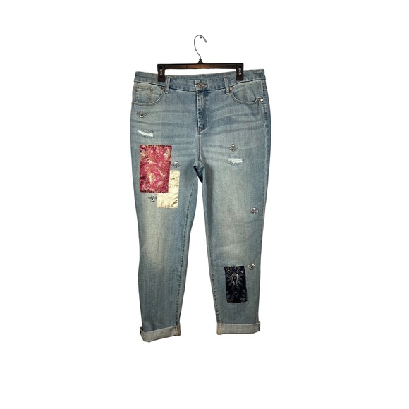 NWT CHICO'S So Slimming Patchwork, Slim Leg Ankle Jeans, Size 2.5R - Picture 1 of 7